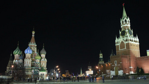 莫斯科红色广场的克里姆林宫和巴希尔大教堂11秒视频
