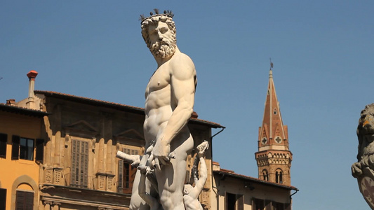 佛罗伦萨城市广场的雕像视频