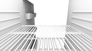 打开和关闭空冰箱的门16秒视频