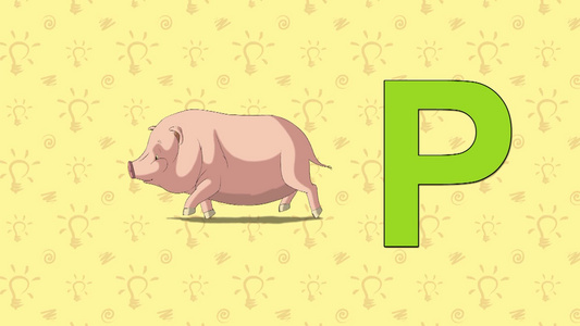 字母p和卡通小猪视频