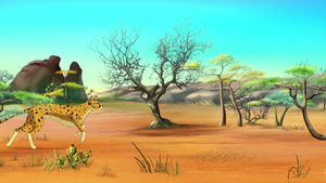 非洲猎豹在草原上奔跑16秒视频