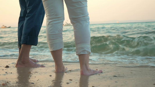 站在海滩上的情侣视频