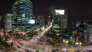 韩国首尔城市夜景延时高角度拍摄18秒视频