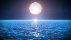月光背景下的海景12秒视频