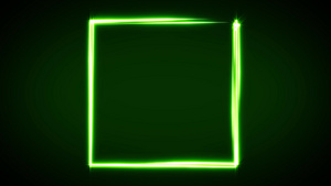 黑色背景上的绿色抽象光笔画方形动画10秒视频