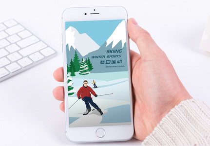 冬日滑雪手机海报配图图片