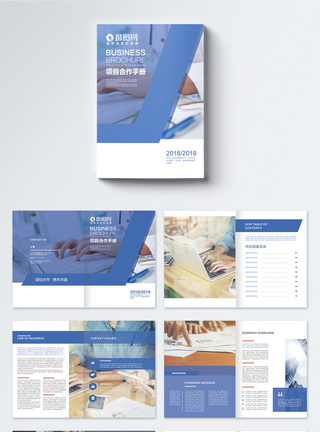 蓝色商务项目合作手册整套图片