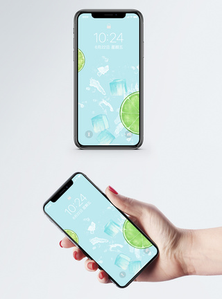 柠檬和冰块冰爽夏天手机壁纸模板