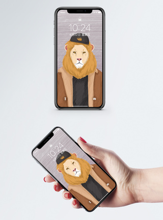 狮子插画狮子先生手机壁纸模板