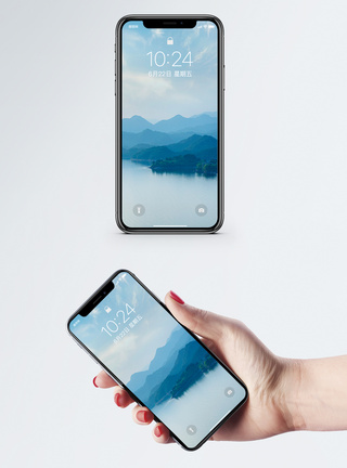 湖边风光手机壁纸模板