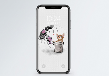 猫手机壁纸黑猫花瓶高清图片