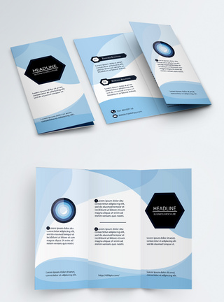 企业折页设计蓝色企业宣传三折页模板