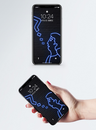 手机符号创意霓虹灯手机壁纸模板