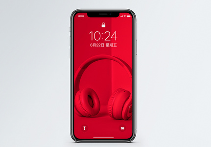 红色耳机手机壁纸图片