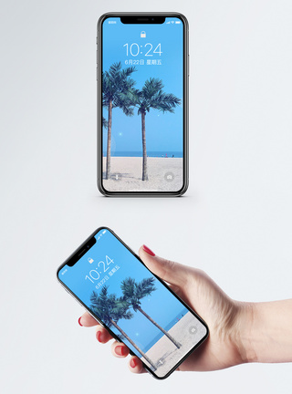 沙滩椰子树手机壁纸模板