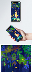 萤火虫树林手机壁纸图片