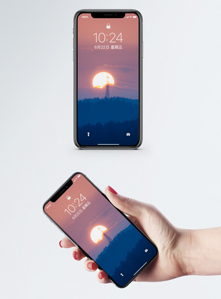 电线起火日出日落手机壁纸模板