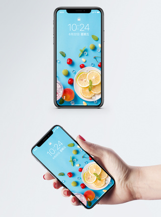 樱桃图片柠檬薄荷水果手机壁纸模板