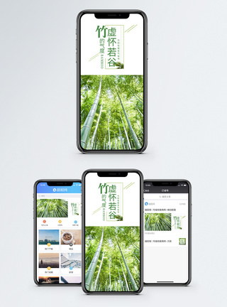 竹娄竹的气节虚怀若谷手机海报配图模板