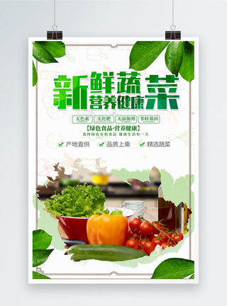 新鲜绿色蔬菜宣传海报模板