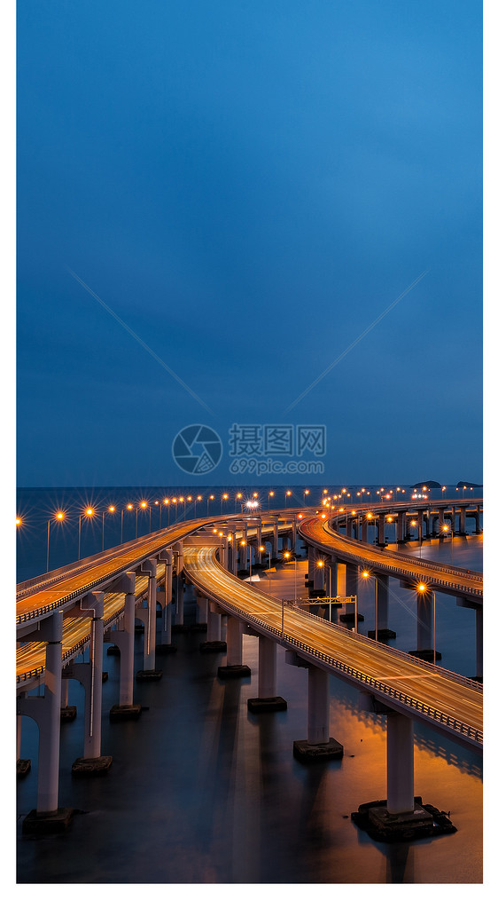 跨海大桥夜景手机壁纸图片