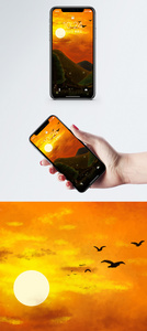 夕阳山脉手机壁纸图片