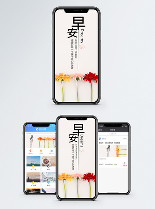雏菊花瓣早安手机海报模板