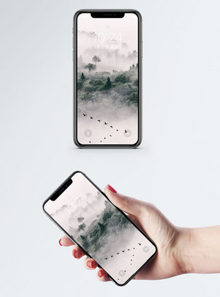 树林水墨中国风手机壁纸模板