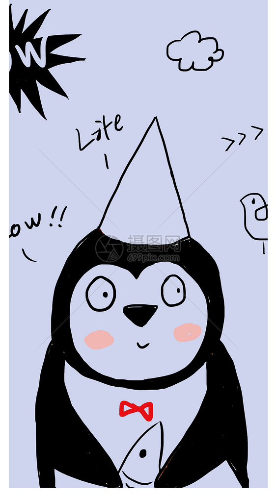 小企鹅可爱卡通手机壁纸图片