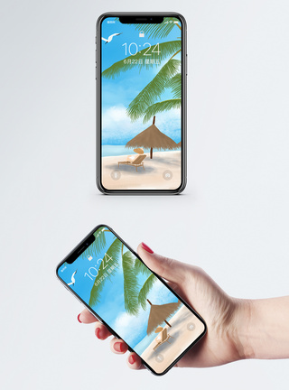 海鸟夏季沙滩手机壁纸模板