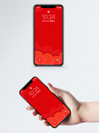 红色跳舞中国风背景手机壁纸模板