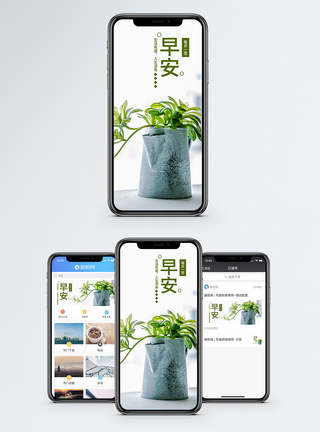 盆栽早安清晨手机海报配图模板