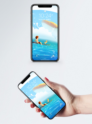 夏日冲浪手机壁纸海滩高清图片素材