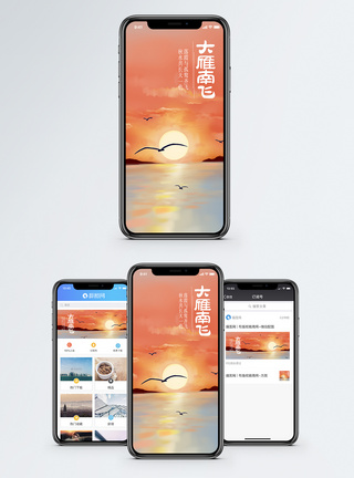 晚霞风景大雁南飞手机海报配图模板