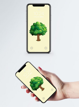 卡通小树手机壁纸模板