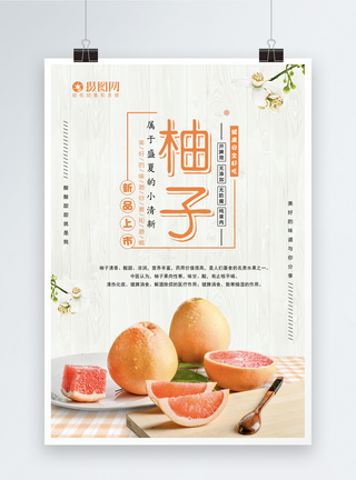 金秋柚子水果海报图片