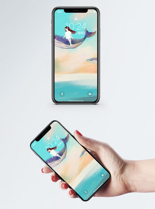 鲸鱼女孩手机包壁纸图片