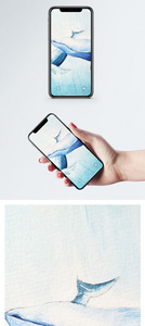 水彩鲸鱼手机壁纸图片