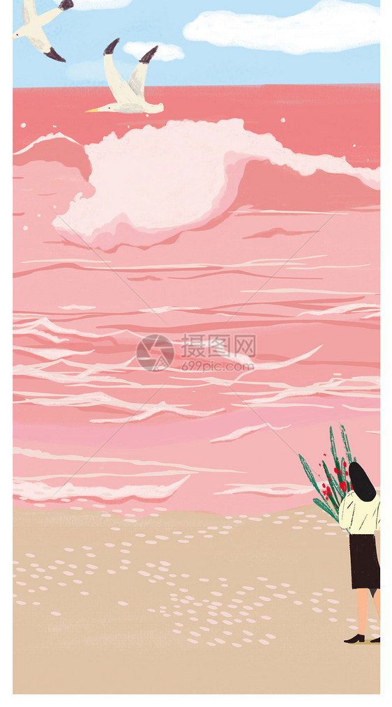 粉色的海手机壁纸图片