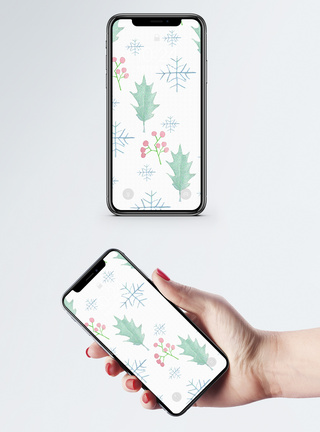 水彩绿叶手绘植物手机壁纸模板