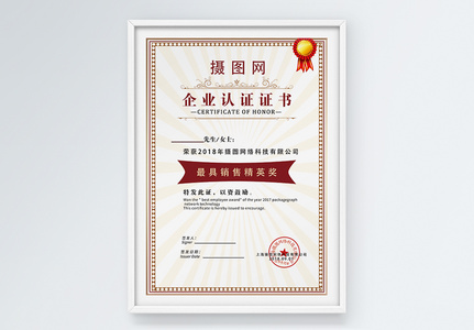 企业认证证书图片