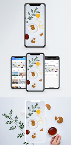 中秋简约素净手机海报配图图片