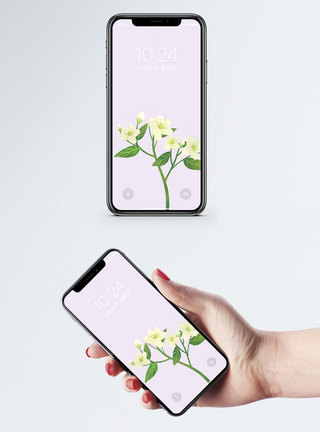 植物边框白色花手机壁纸模板
