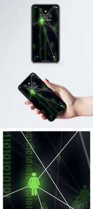 科技绿色小手机壁纸图片