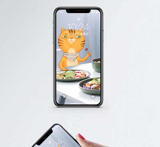 小猫吃饭手机壁纸图片
