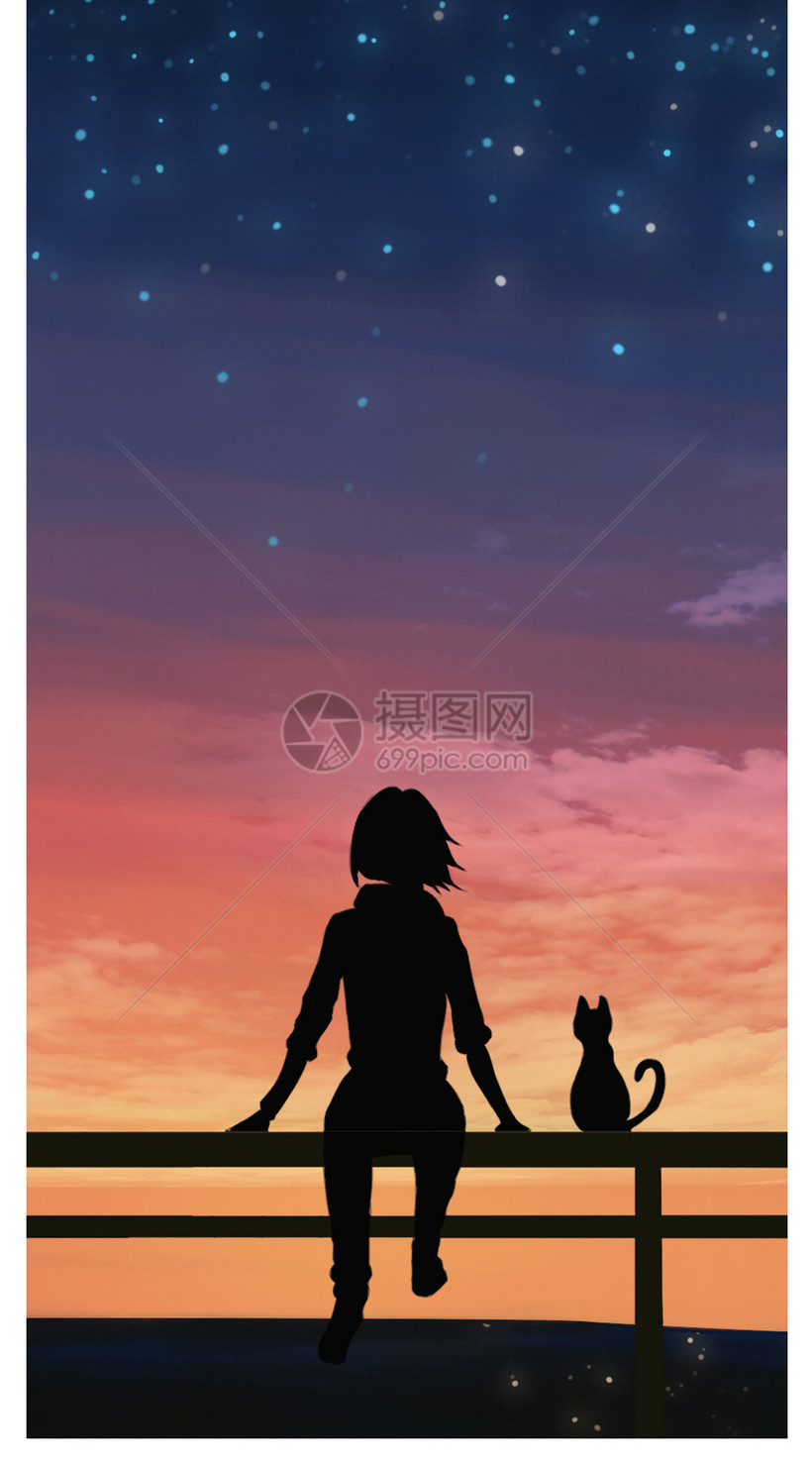星空女孩手机壁纸
