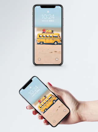 海滩小车手机壁纸图片