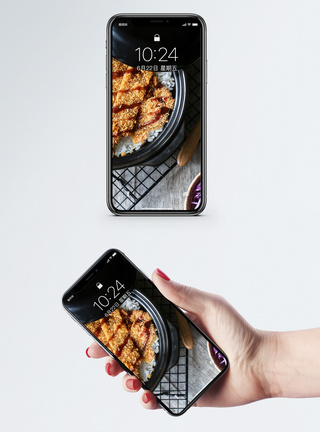 日式猪排饭手机壁纸图片
