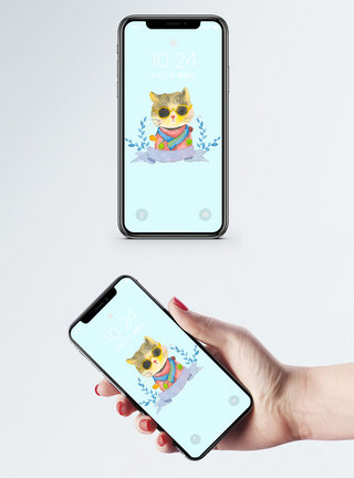 水彩猫咪手机壁纸图片