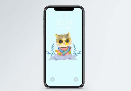 水彩猫咪手机壁纸图片
